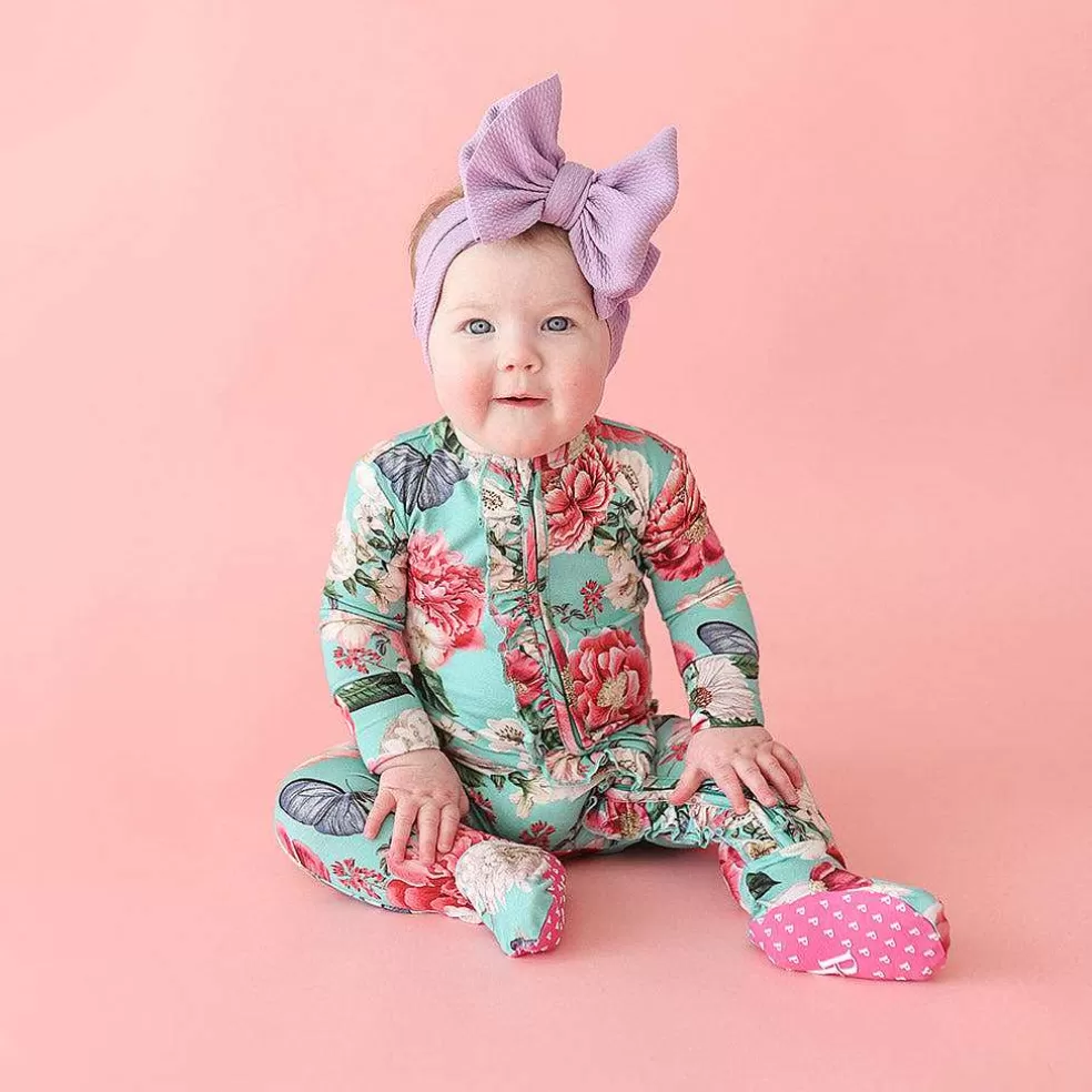 Posh Peanut Footie Ruffled Zippered One Piece Fashion
