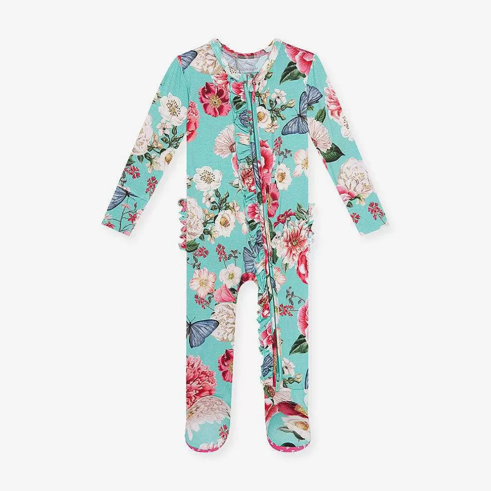 Posh Peanut Footie Ruffled Zippered One Piece Fashion