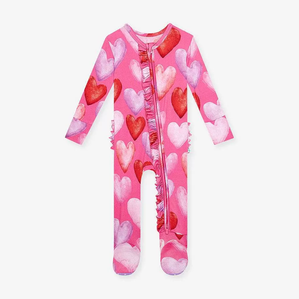 Posh Peanut Footie Ruffled Zippered One Piece New
