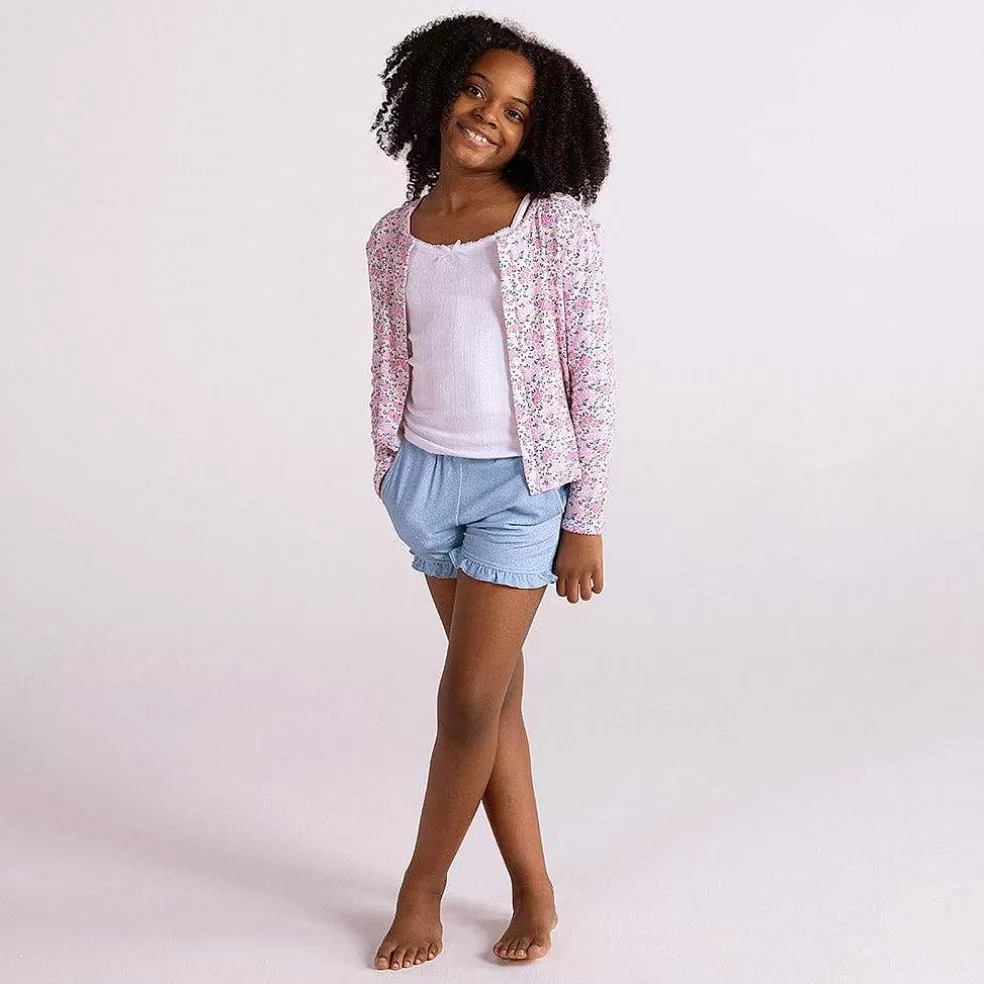 Posh Peanut French Terry Ruffled Shorts Clearance