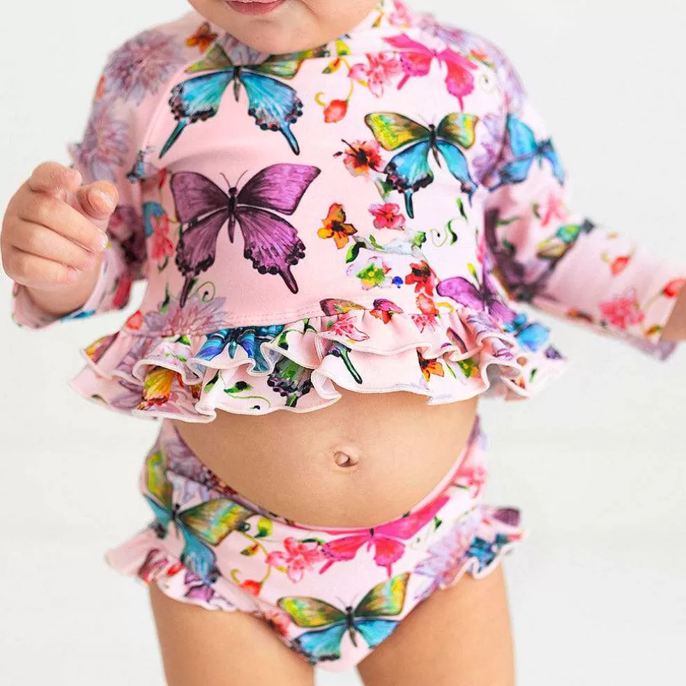Posh Peanut Long Sleeve Rash Guard Ruffled Bummie Set Best
