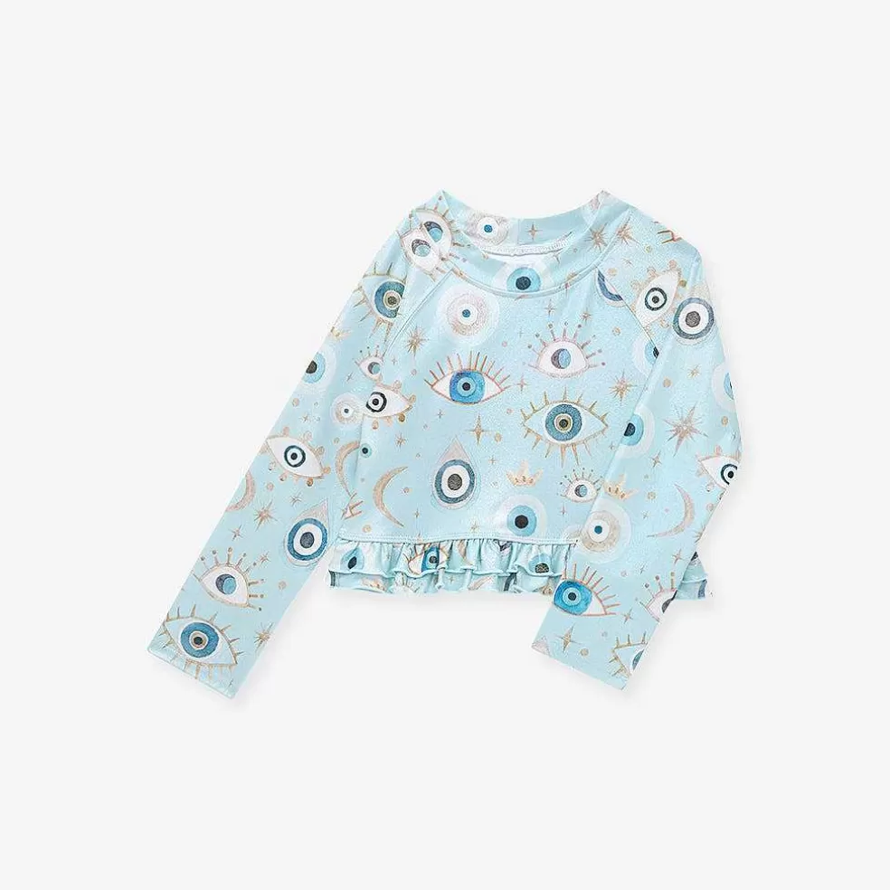 Posh Peanut Long Sleeve Rash Guard Ruffled Bummie Set Sale