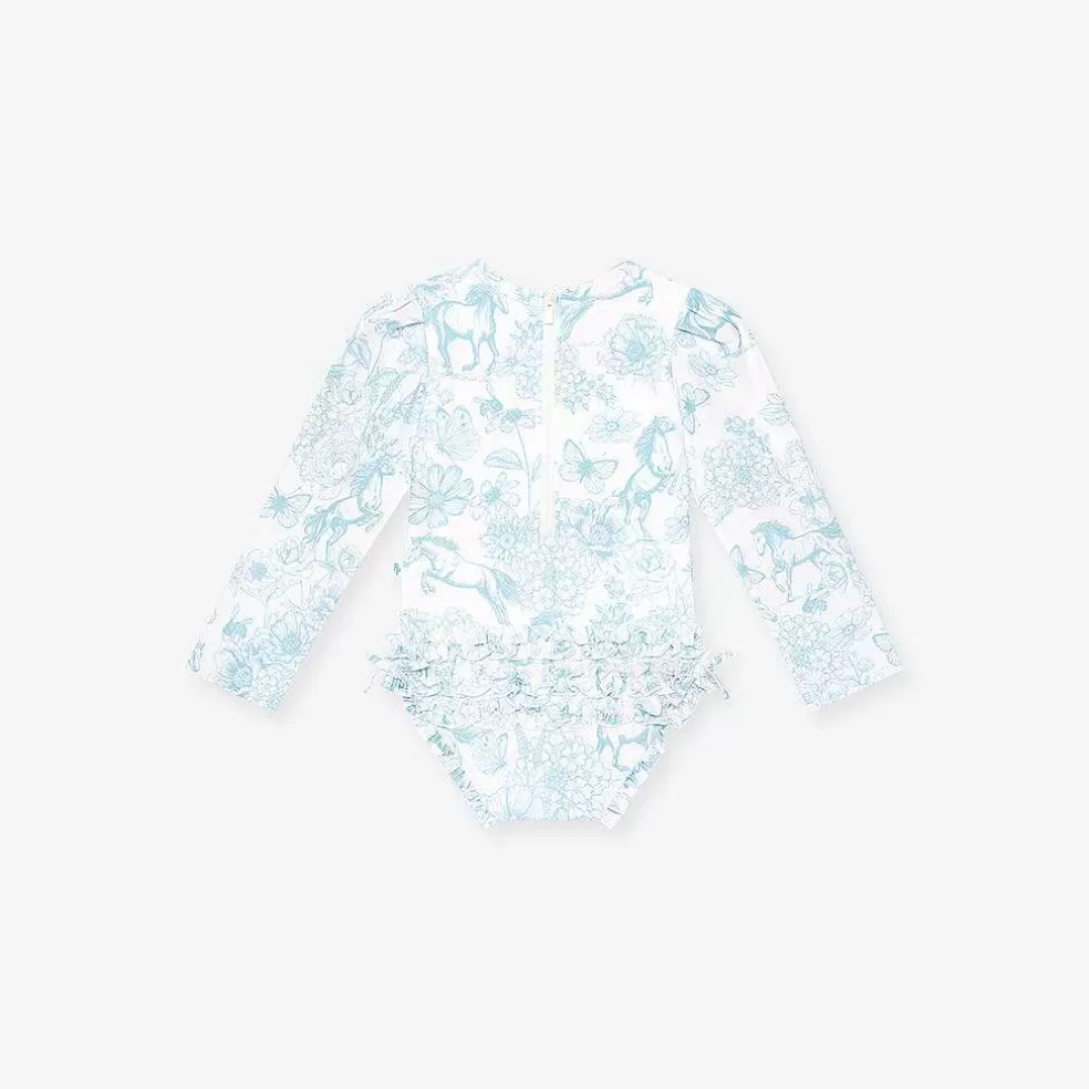 Posh Peanut Long Sleeve Ruffled Rash Guard Swimsuit Sale