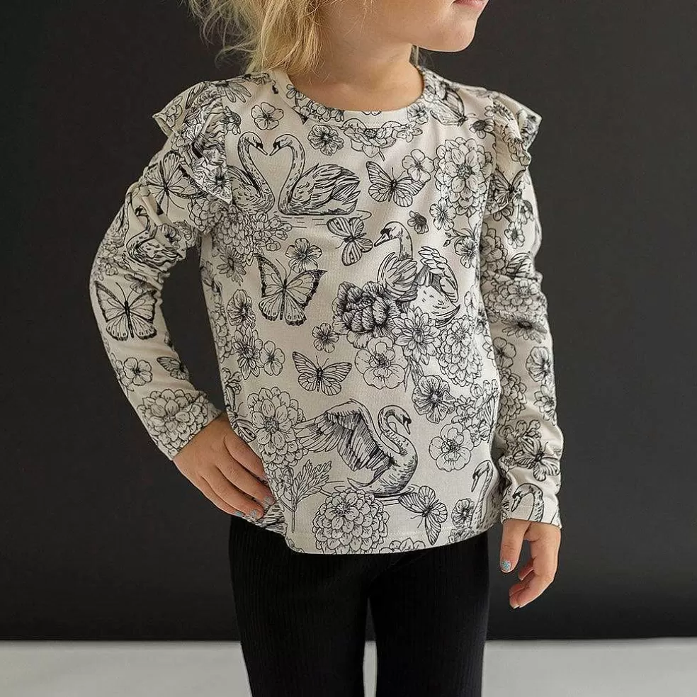Posh Peanut Long Sleeve Ruffled Shoulder Top Best
