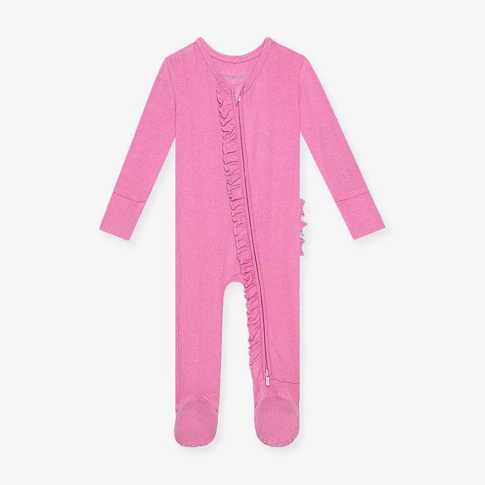 Posh Peanut Pointelle Footie Ruffled Zippered One Piece Outlet