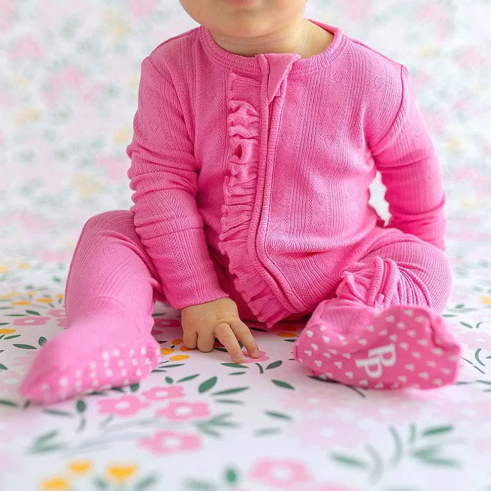 Posh Peanut Pointelle Footie Ruffled Zippered One Piece Outlet