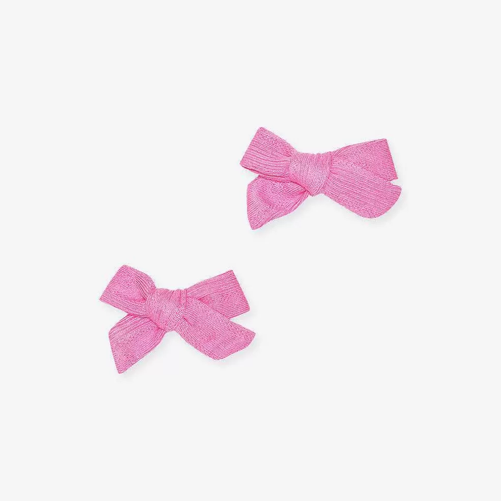Posh Peanut Pointelle Mini Bow Hair Clips New
