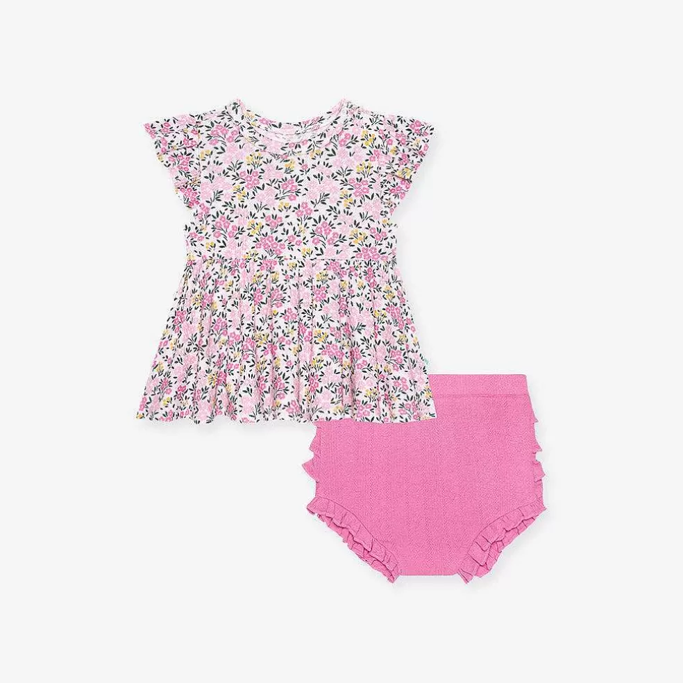 Posh Peanut Pointelle Peplum Bummie Set Cheap
