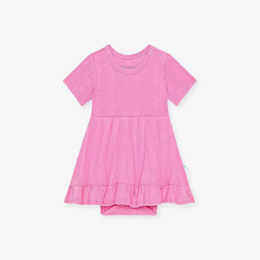 Posh Peanut Pointelle Ruffled Bodysuit Dress Sale