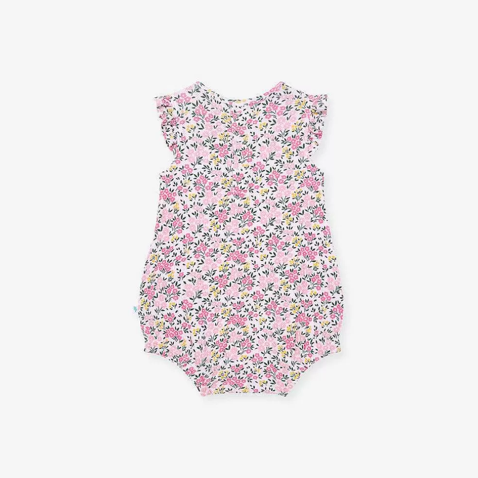 Posh Peanut Pointelle Ruffled Bubble Romper New