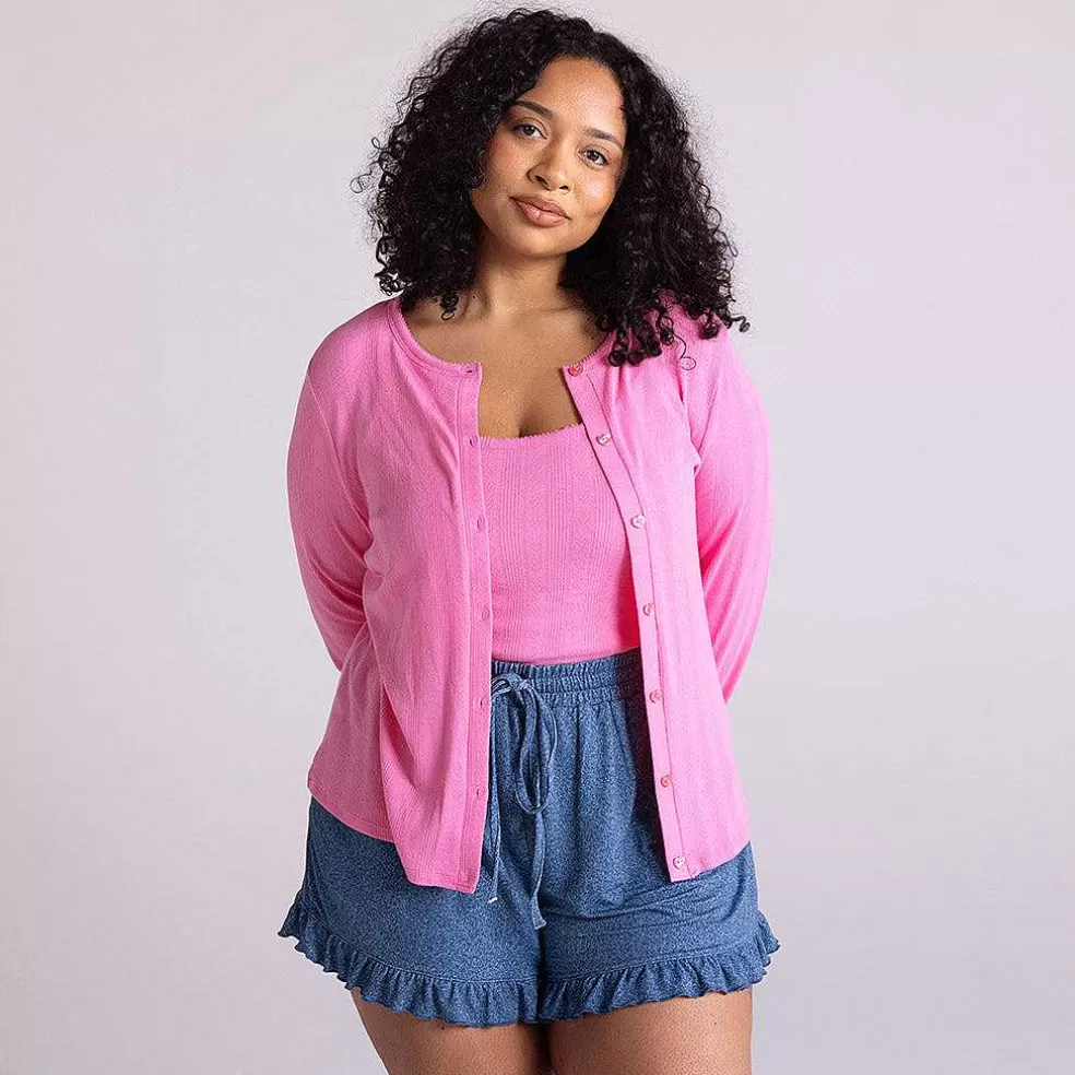 Posh Peanut Pointelle Women'S Cardigan New