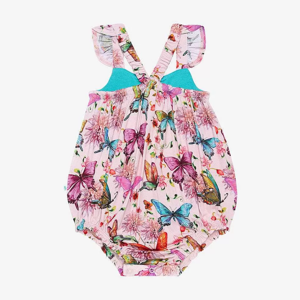 Posh Peanut Ruffled Cap Sleeve Henley Bubble Romper New