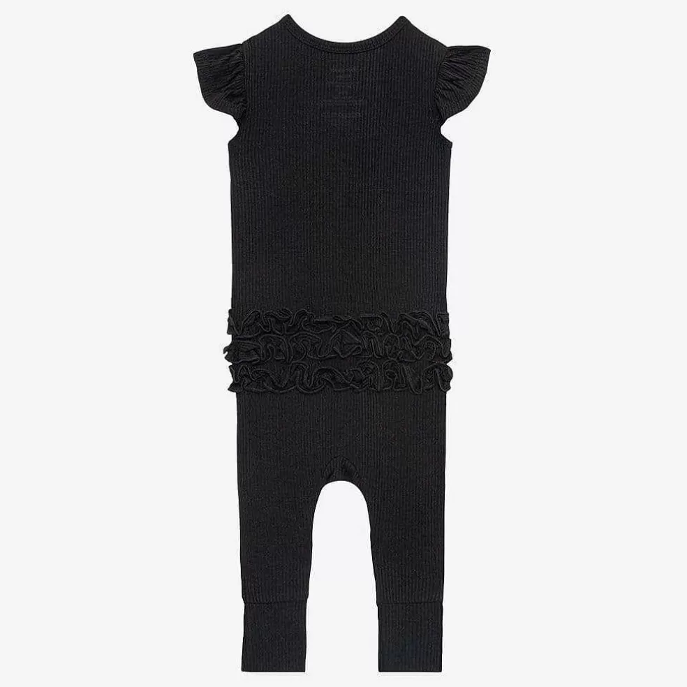 Posh Peanut Ruffled Cap Sleeve Henley Romper Flash Sale