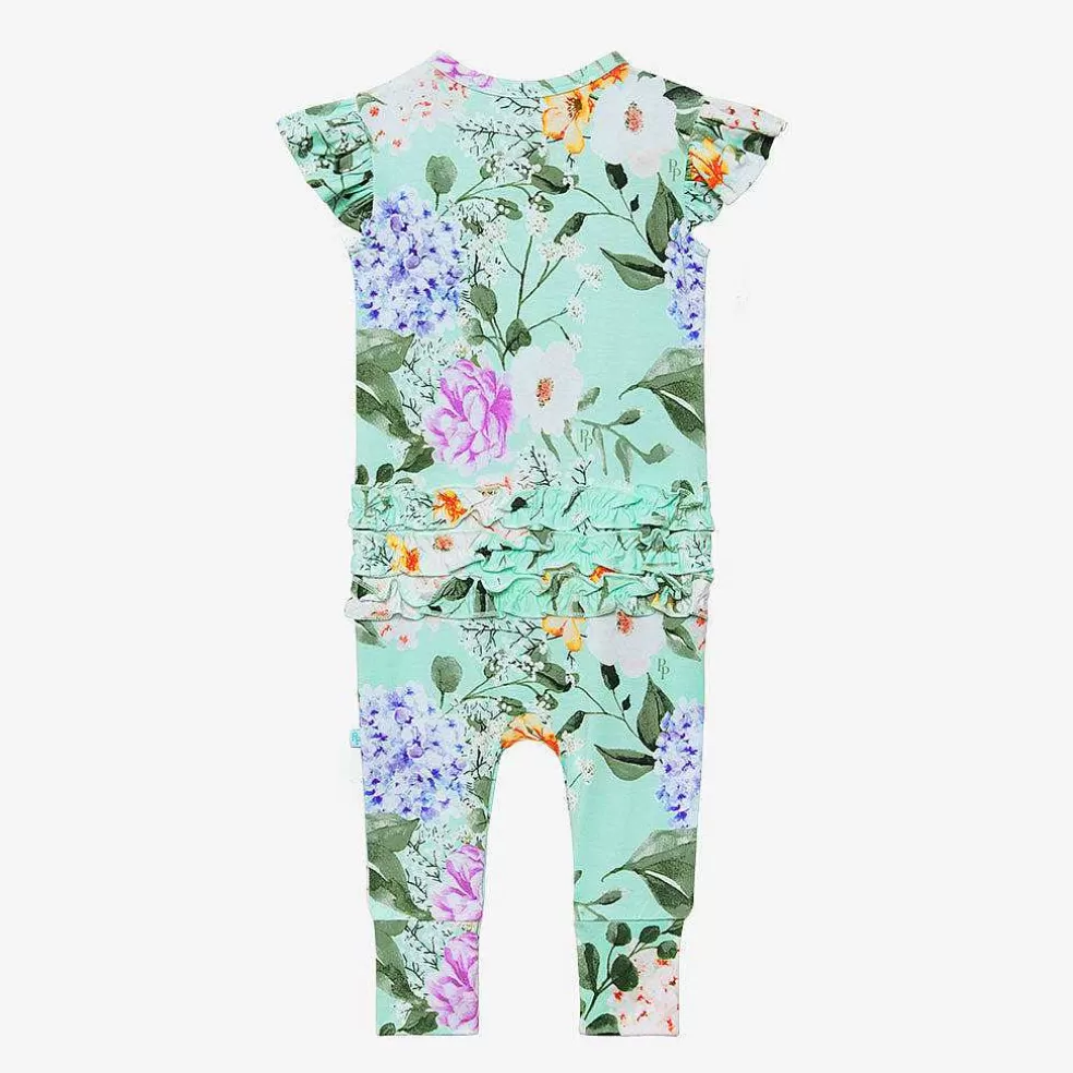Posh Peanut Ruffled Cap Sleeve Henley Romper Outlet
