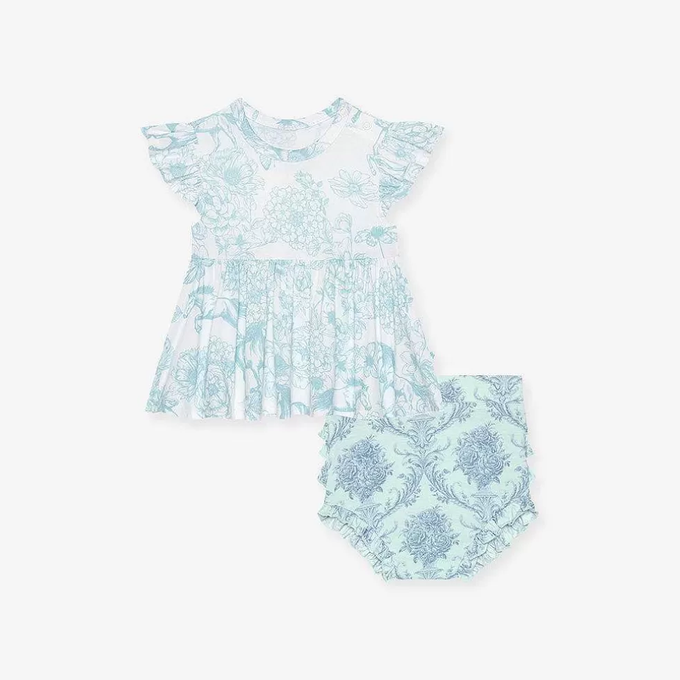 Posh Peanut Ruffled Cap Sleeve Peplum Ruffled Bummie Set Clearance