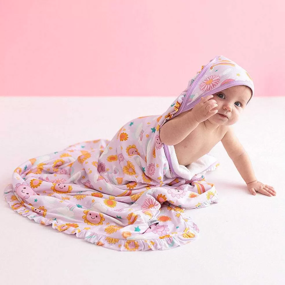 Posh Peanut Ruffled Hooded Towel New