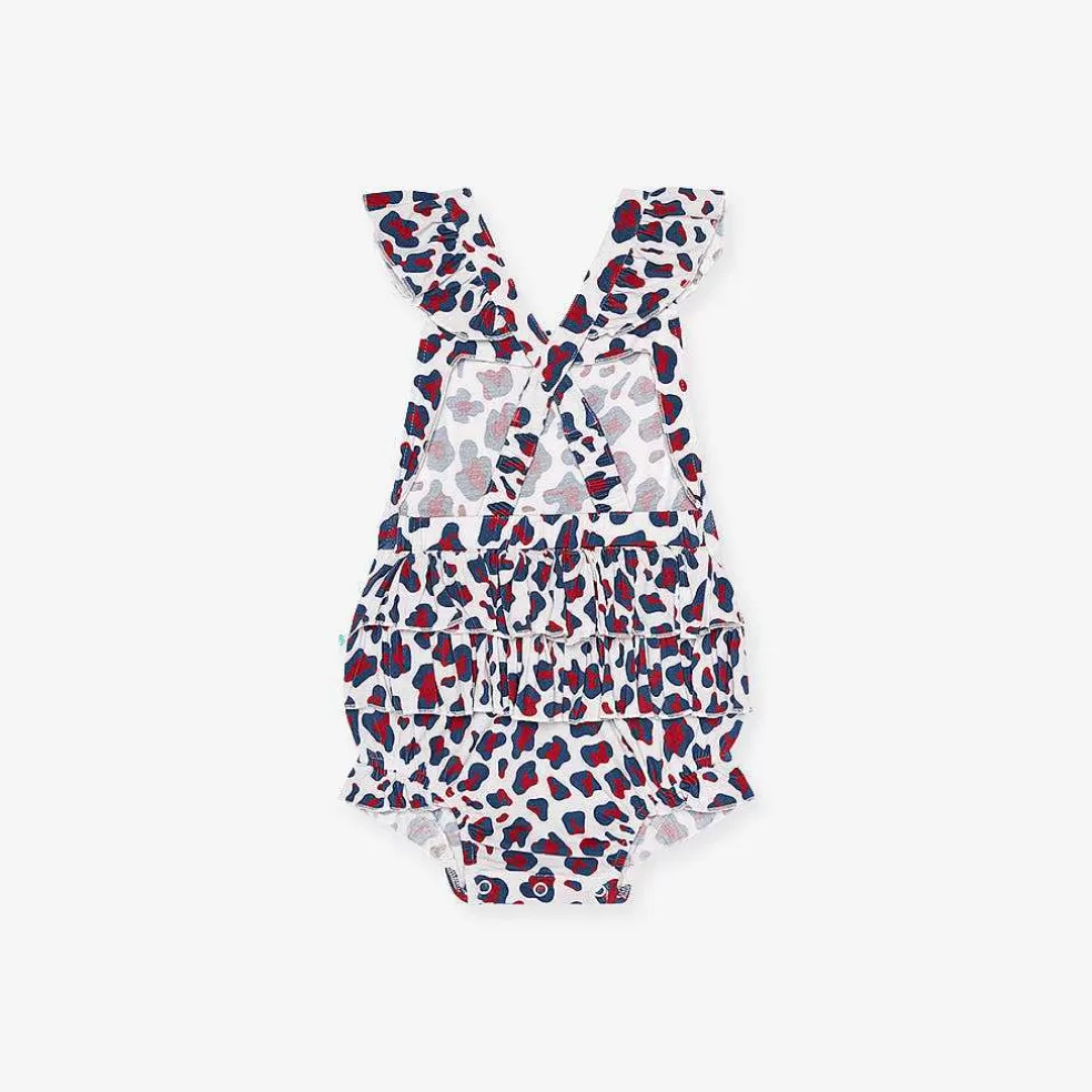 Posh Peanut Ruffled Strap Bubble Romper Hot