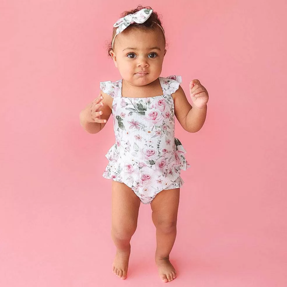 Posh Peanut Ruffled Strap Bubble Romper Hot