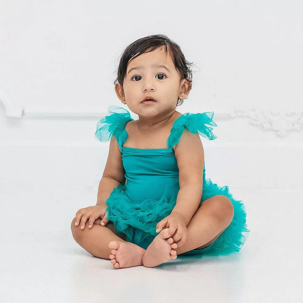 Posh Peanut Ruffled Tulle Sleeveless Bodysuit New