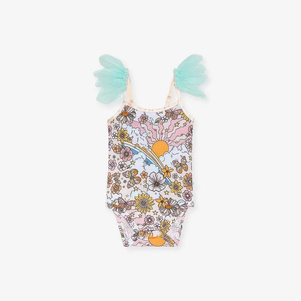Posh Peanut Ruffled Tulle Sleeveless Bodysuit Best Sale