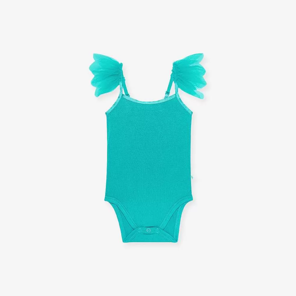 Posh Peanut Ruffled Tulle Sleeveless Bodysuit New