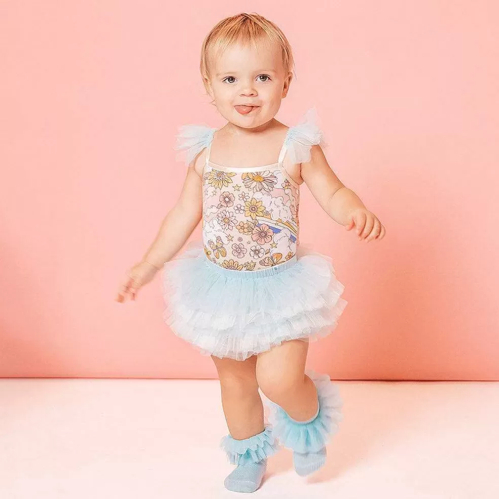 Posh Peanut Ruffled Tulle Sleeveless Bodysuit Best Sale