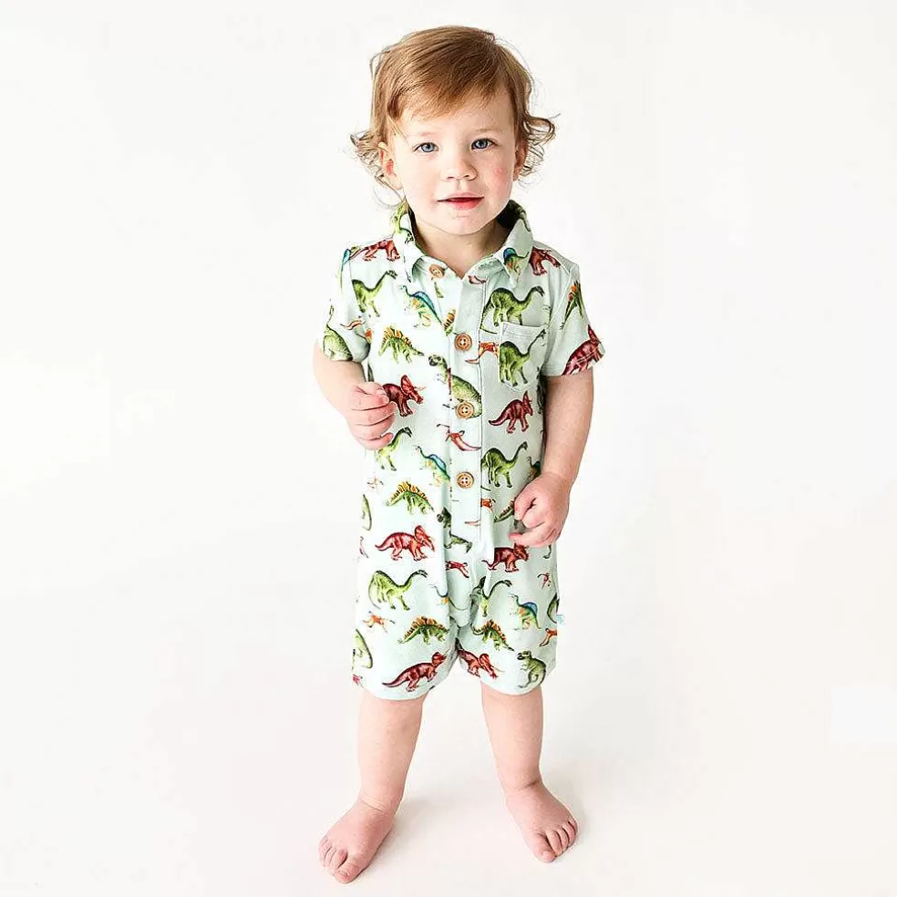 Posh Peanut Short Sleeve Collared Henley Shortall Clearance