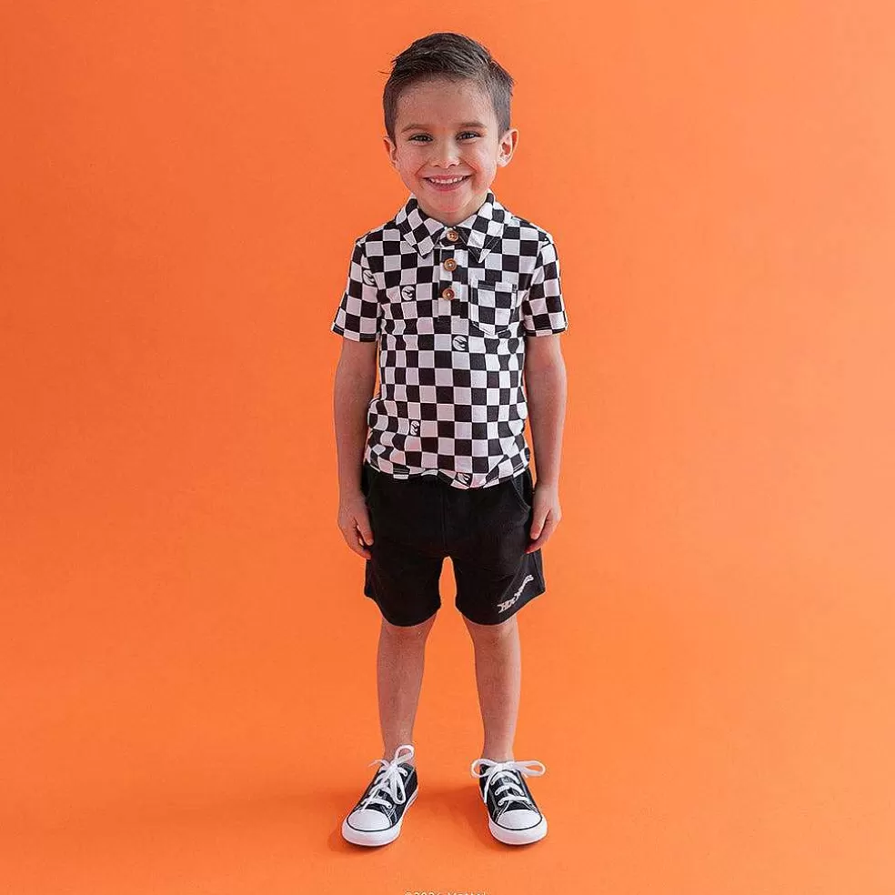 Posh Peanut Short Sleeve Collared Henley Top Best