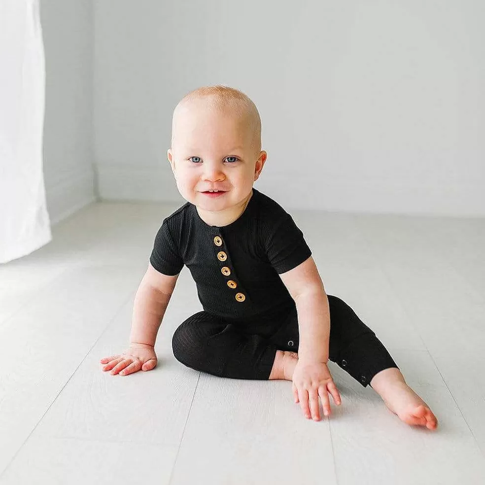Posh Peanut Short Sleeve Henley Romper Sale