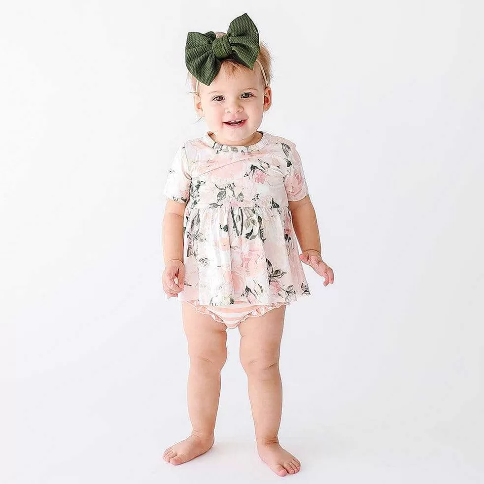 Posh Peanut Short Sleeve Peplum Ruffled Bummie Set Best