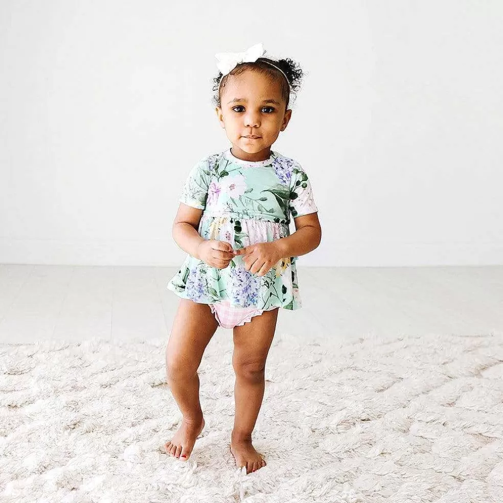 Posh Peanut Short Sleeve Peplum Ruffled Bummie Set Hot