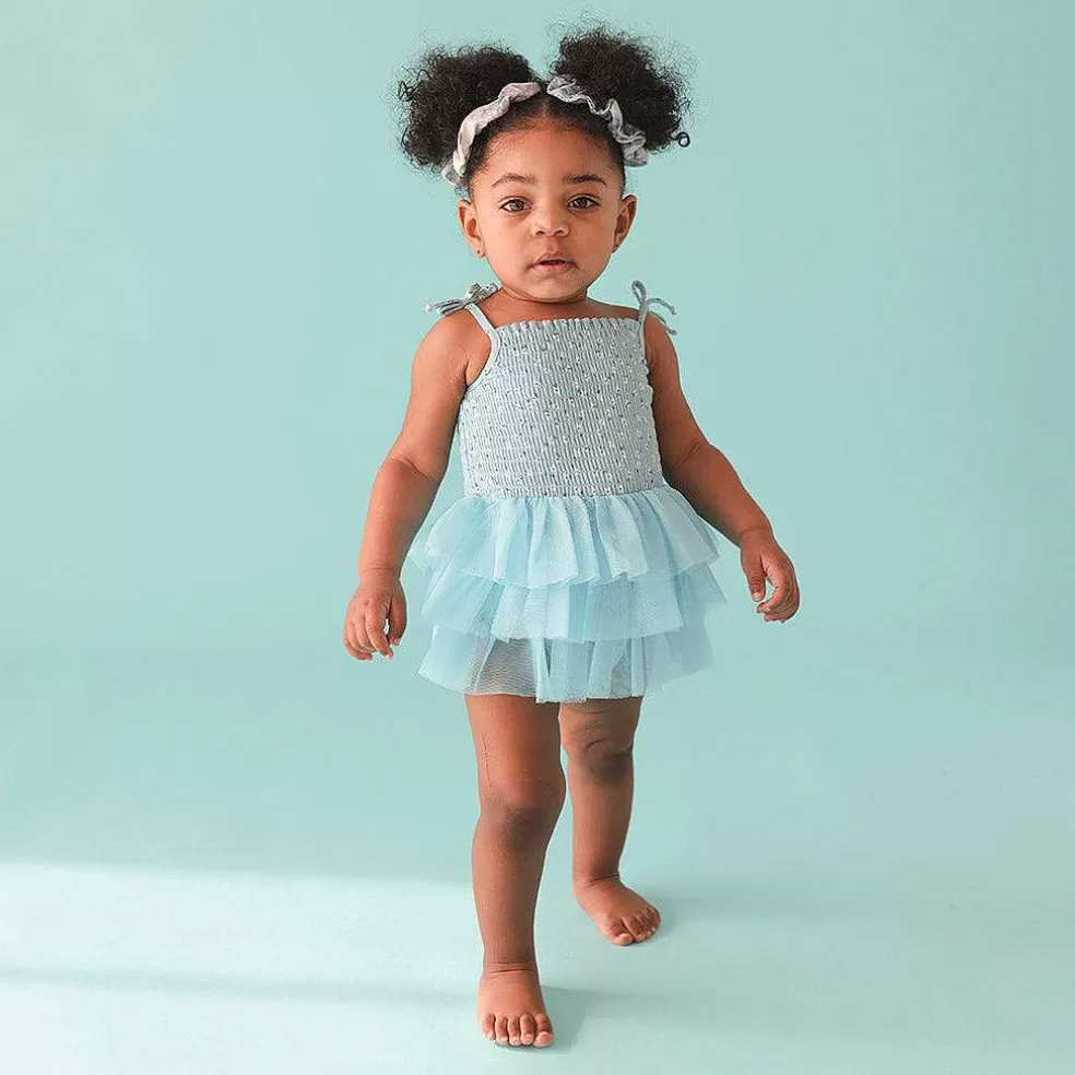 Posh Peanut Smocked Tulle Bodysuit Dress Flash Sale