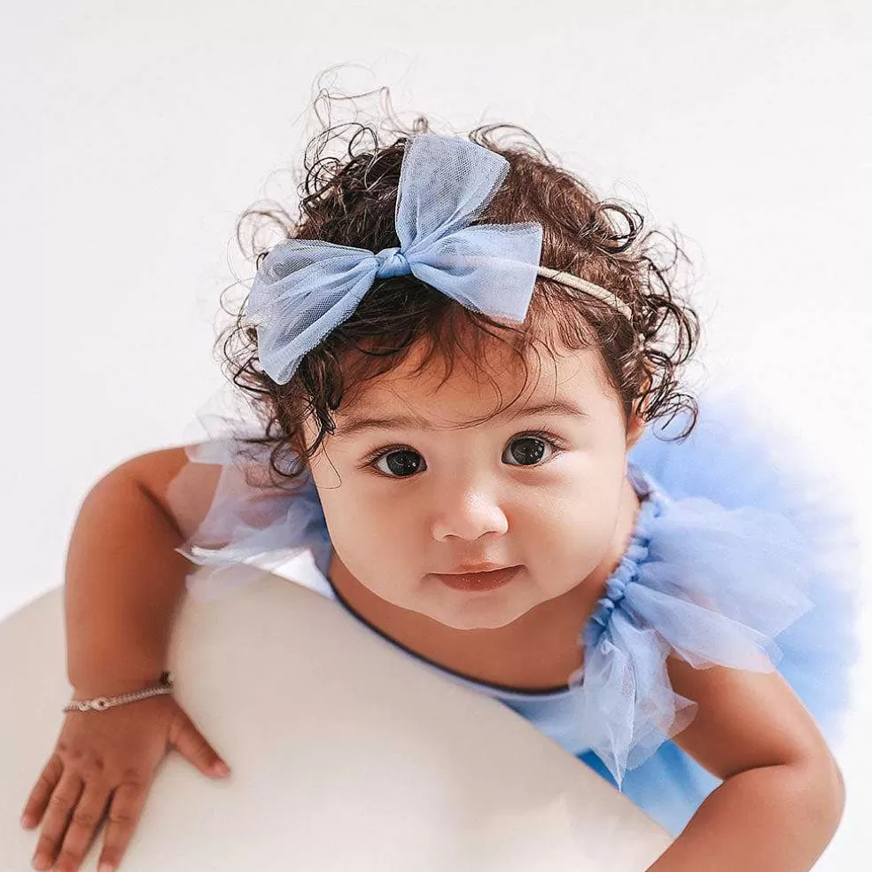 Posh Peanut Tulle Bow Nylon Headband Hot